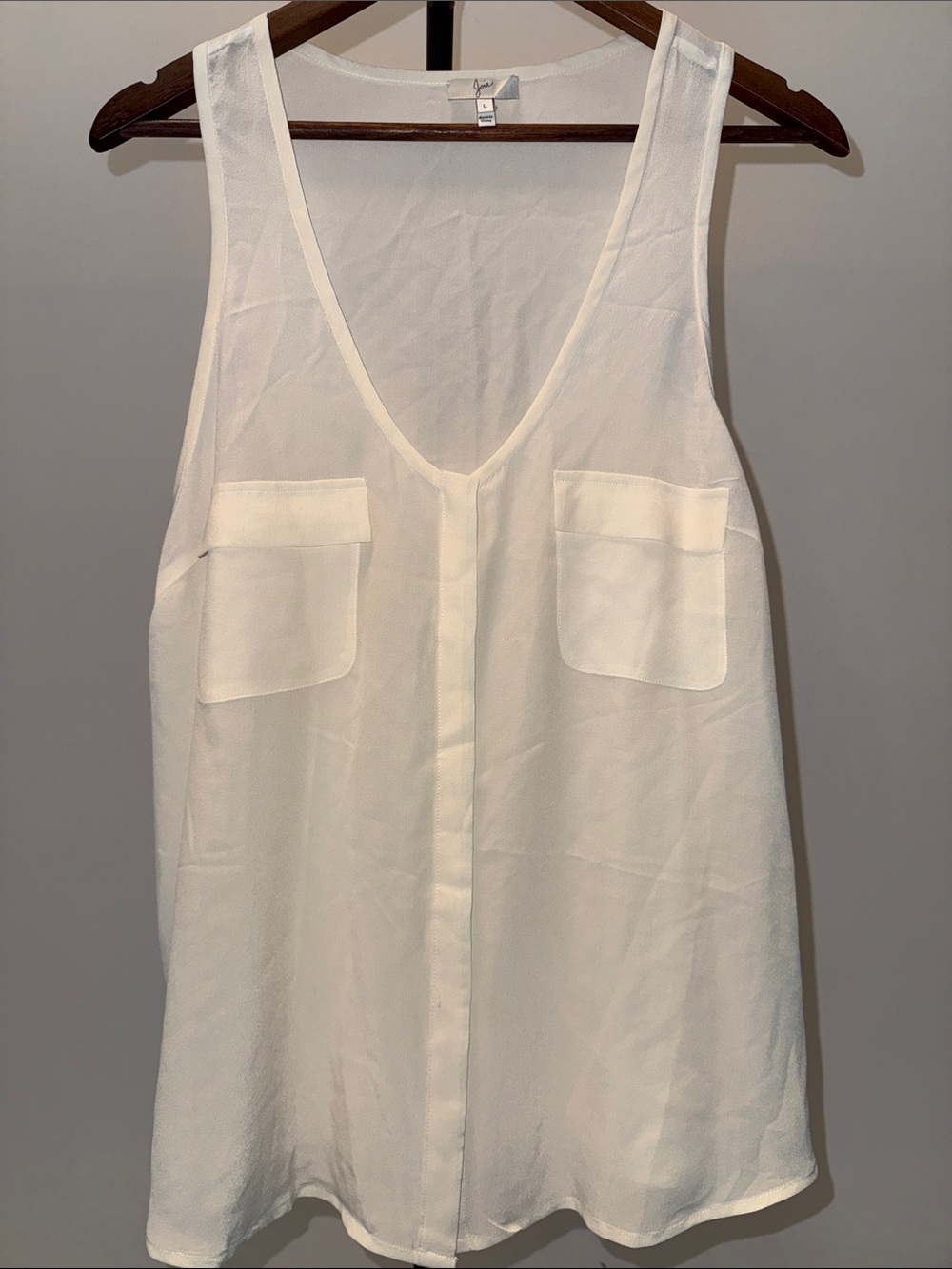 Joie Cream Silk Sleeveless Button Up Blouse | Size L